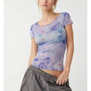 NWT Free People On The Dot Printed Baby Tee size- LARGE